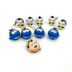 NWT Lot Of 10 Small Monkey Shark Penguin Keychains Kid Birthday Party Favors